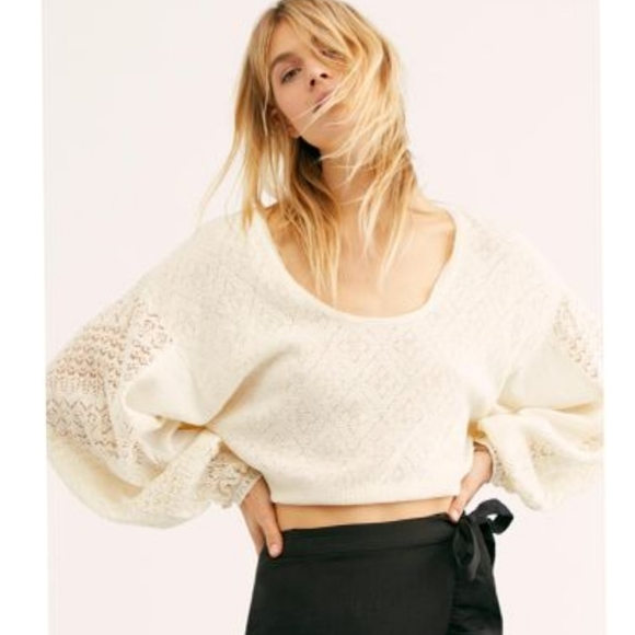 Free PeopleWomen's White Cream Tea Sweater - Picture 4 of 8